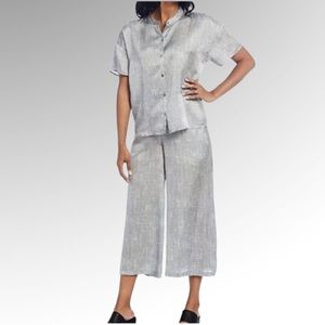 New! EILEEN FISHER Drift Silk Organic Cotton 2 Piece Culotte Top Set